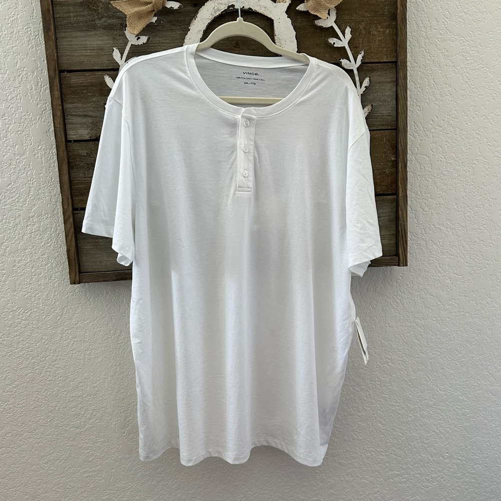 Vince‎ white Pima cotton Henley short sleeve t-shirt lightweight men’s XXL NWT